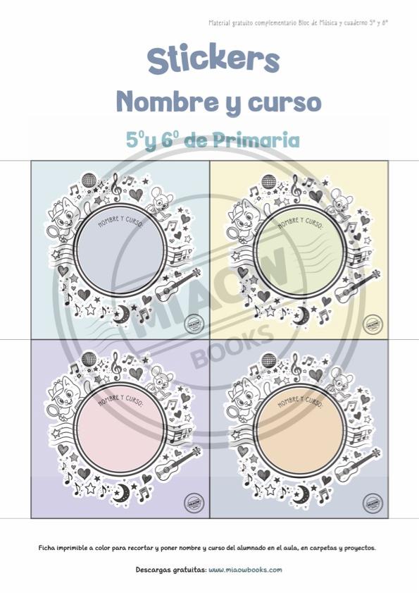 Stickers Nombre y Curso 5º y 6º (muestra) - Imagen 2