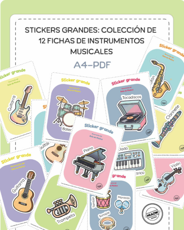 Stickers de instrumentos musicales imprimibles | MIAOW BOOKS